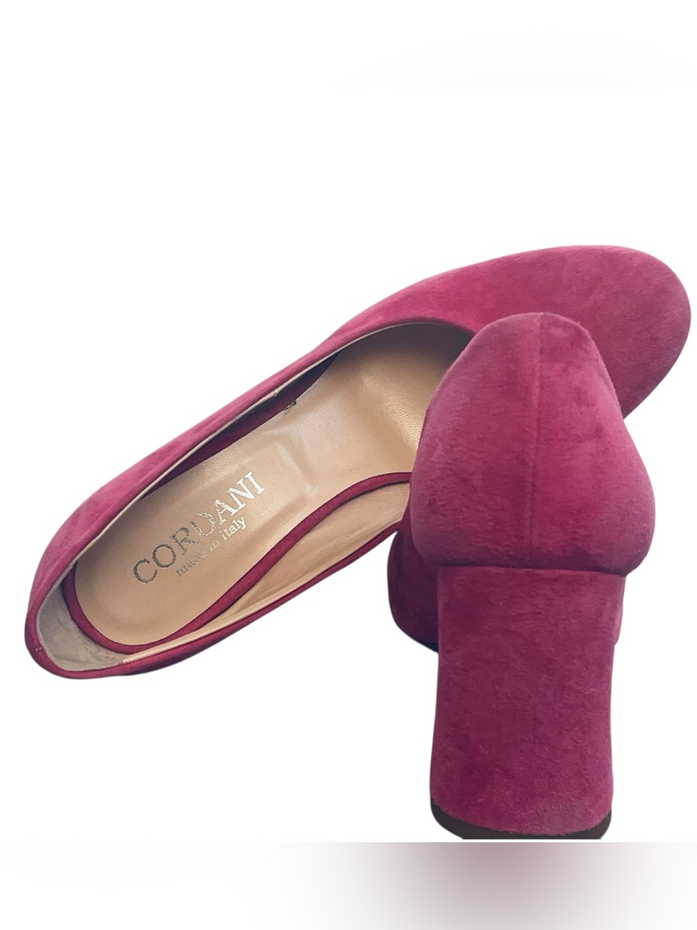 $225 Cordani Hanette Sz EU37 US6.5 Italy Corda Pink Suede Leather Pump Shoes - Picture 4 of 9